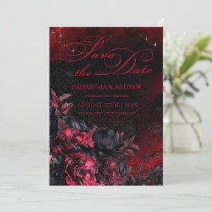 Gothic Black and Red Wedding Save the Date Invitation