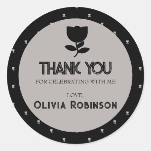 Gothic black and white Birthday Classic Round Sticker