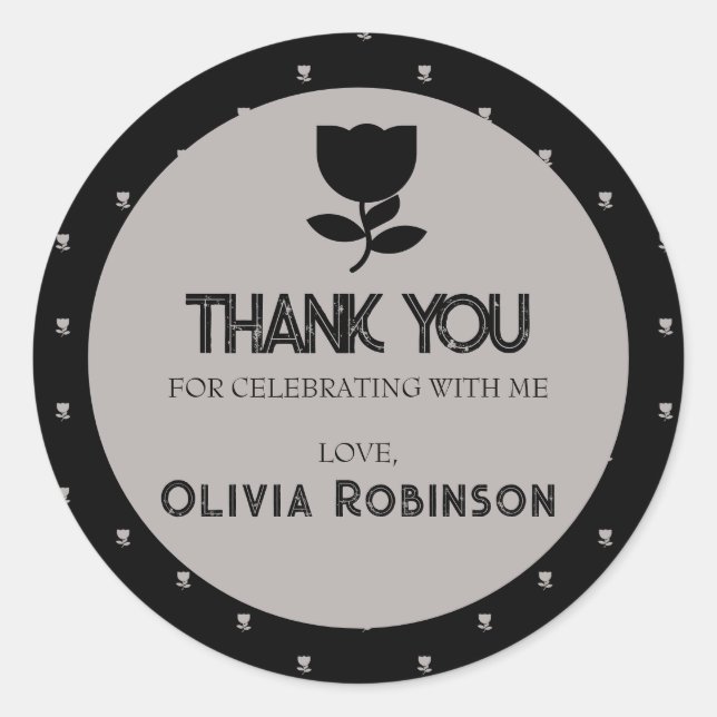 Gothic black and white Birthday Classic Round Sticker (Front)