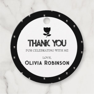 Gothic black and white Birthday Favour Tags