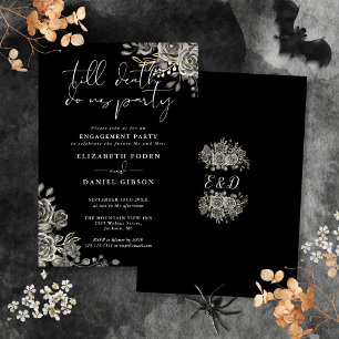 Gothic Black And White Engagement Party Invitation