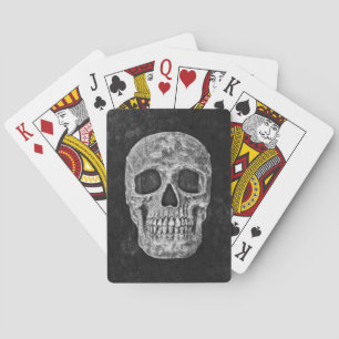 Gothic Black And White Grunge Skull Playing Cards