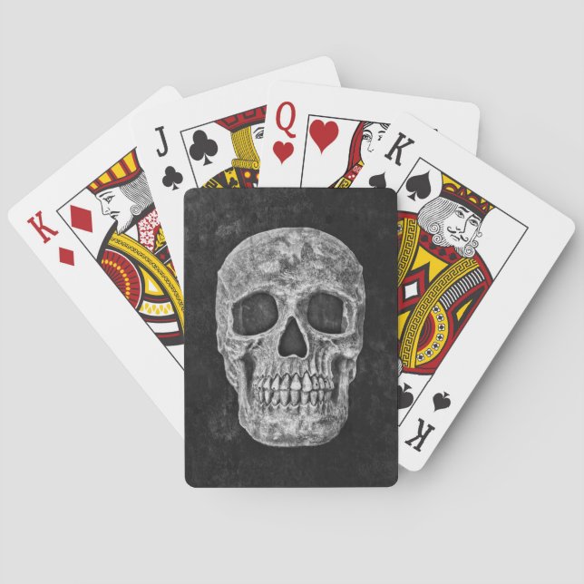 Gothic Black And White Grunge Skull Playing Cards (Back)