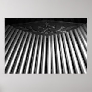 Gothic Black and White Pipe Organ Musical Pattern Poster