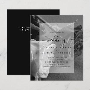 Gothic Black and White Roses Goth Wedding Invite