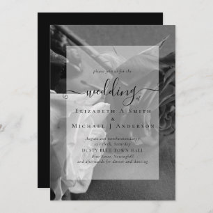 Gothic Black and White Roses Goth Wedding Invite