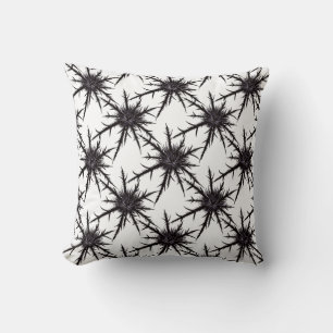 Gothic Black and White Thistle Pattern Halloween Throw Pillow