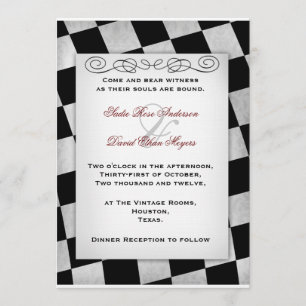 Gothic Black and White Wedding Invitation