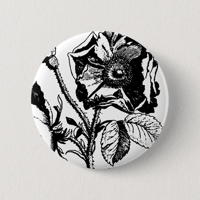 Gothic Black Antique Rose 2 Inch Round Button (Front)
