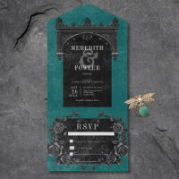 Gothic Black Arch & Black Roses Teal No Dinner