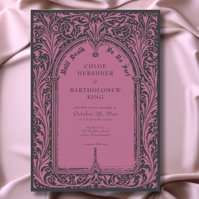 Gothic Black Burgundy Medieval Until Death Wedding Invitation (Gothic Black Burgundy Medieval Until Death Wedding Invitation)