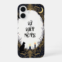 Gothic Black Cat and Candle Moonlit Frame