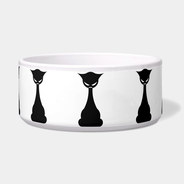 gothic black cat cat food bowl (Front)