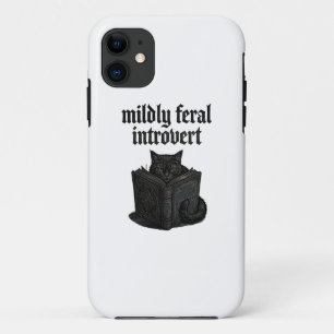 Gothic Black Cat Introvert Reading Book Feral Aest iPhone 11 Case