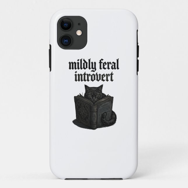 Gothic Black Cat Introvert Reading Book Feral Aest Case-Mate iPhone Case (Back)