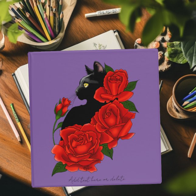 Gothic Black Cat Red Roses Purple Binder (Creator Uploaded)