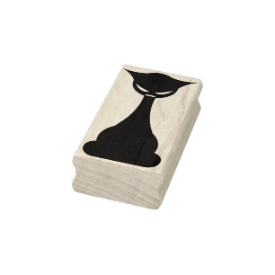 Gothic black cat silhouette art stamp