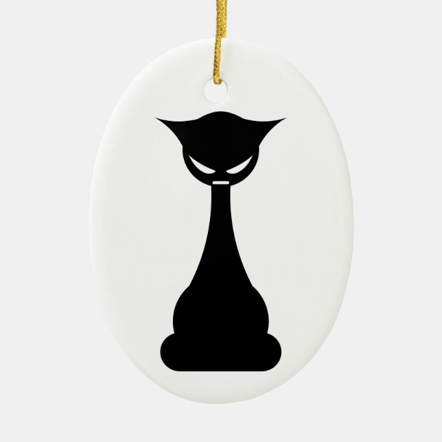 Gothic black cat silhouette ornament (Front)
