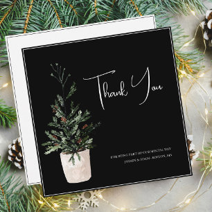 Gothic Black Christmas Tree Festive Wedding Thank You Card
