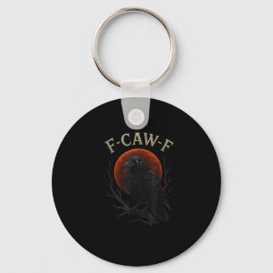 Gothic Black Crow F-caw-f Raven Funny Red Moon Sar Keychain