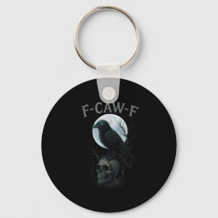 Gothic Black Crow F-caw-f Raven Skull Moon Hallowe Keychain