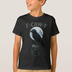 Gothic Black Crow F-caw-f Raven Skull Moon Hallowe T-Shirt