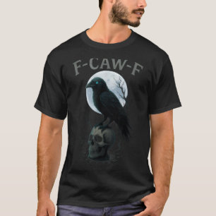 Gothic Black Crow Raven Skull Moon Halloween T-Shirt