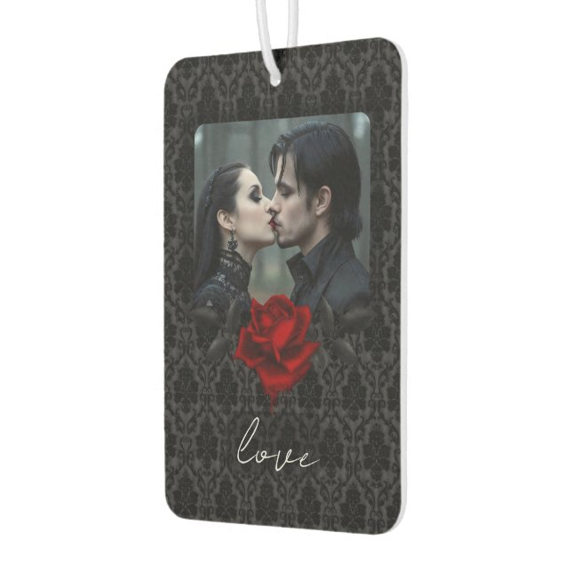 Gothic Black Damask Rose Wedding Air Freshener (Left)