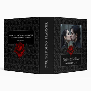 Gothic Black Damask Rose Wedding Binder