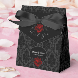 Gothic Black Damask Rose Wedding Favor Box