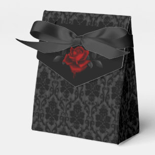 Gothic Black Damask Rose Wedding Favor Box