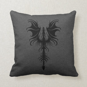 Gothic Black Dragon Throw Pillow