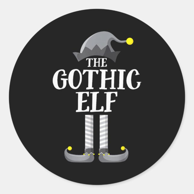 Gothic Black Elf Matching Family Group Christmas P Classic Round Sticker (Front)