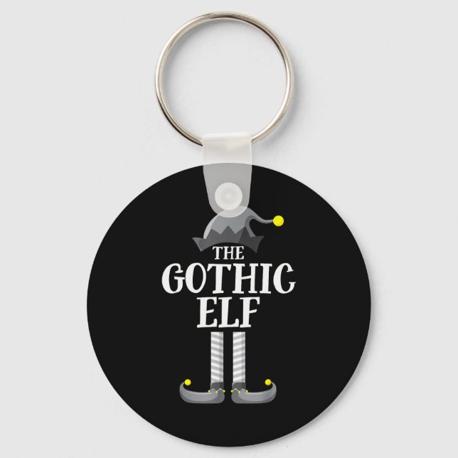 Gothic Black Elf Matching Family Group Christmas P Keychain (Front)