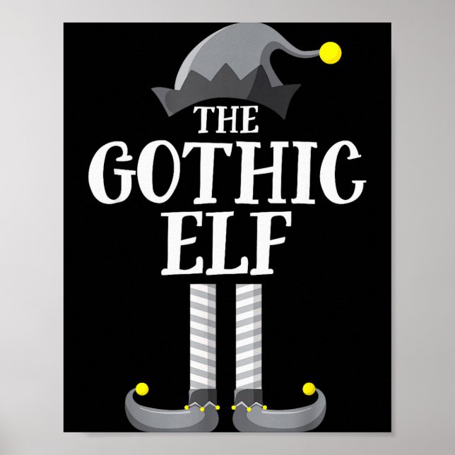 Gothic Black Elf Matching Family Group Christmas P Poster (Front)