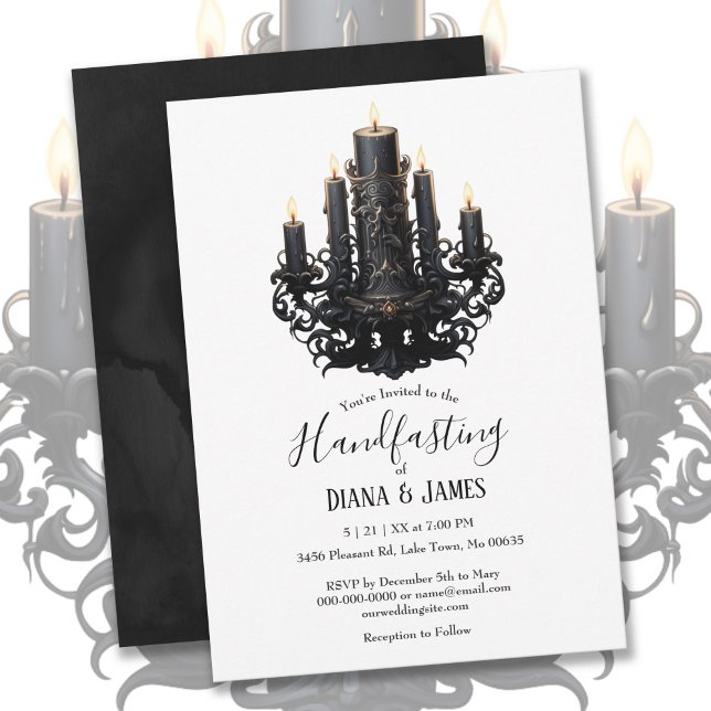 Gothic Black Fantasy Candles Handfasting Invitation (Creator Uploaded)