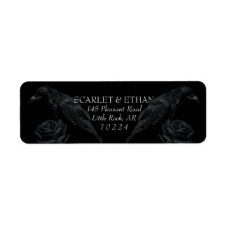 Gothic Black Floral Raven & Rose Wedding