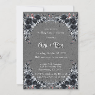 Gothic Black Floral Wedding Couples Shower Invitation
