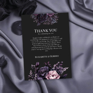 Gothic Black Floral Wedding Thank You Card