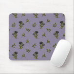 Gothic Black Flower Pattern Mouse Pad<br><div class="desc">Vintage and gothic mousepad featuring illustration of black roses with greenery made into a pattern. The background is purple.</div>