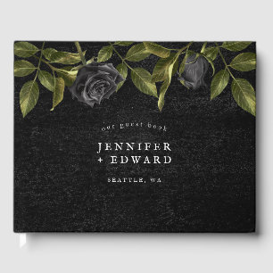 Gothic Black Flower Wedding Guest Book