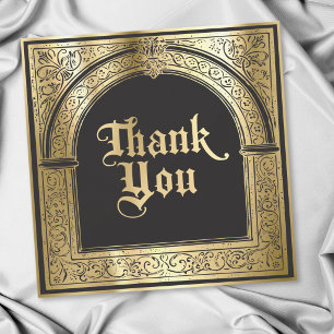 Gothic Black Gold Medieval Until Death Thank You Card