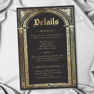 Gothic Black Gold Medieval Until Death Wedding Enclosure Card