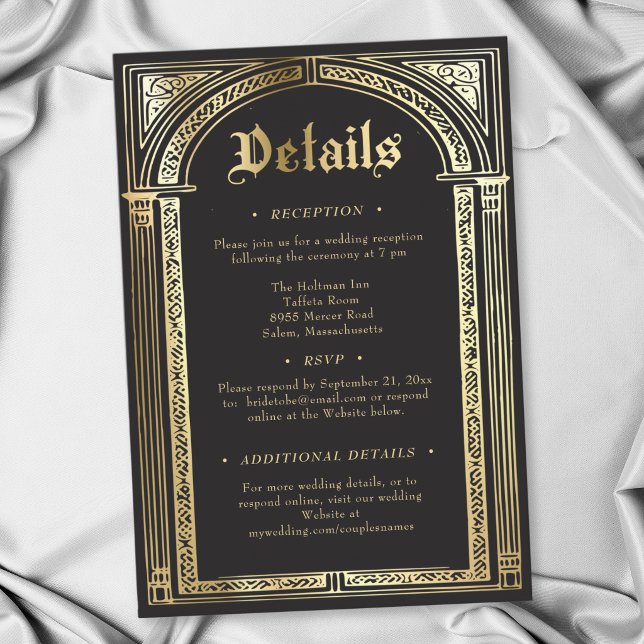Gothic Black Gold Medieval Until Death Wedding Enclosure Card (Gothic Black Gold Medieval Until Death Wedding Enclosure Card)