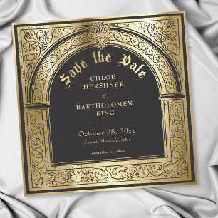 Gothic Black Gold Medieval Wedding Save The Date
