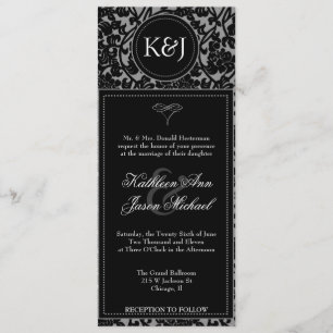 Gothic Black & Grey Flourish Wedding invitation