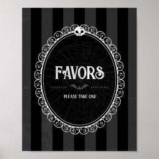 Gothic Black & Grey Skull Party Favor Sign