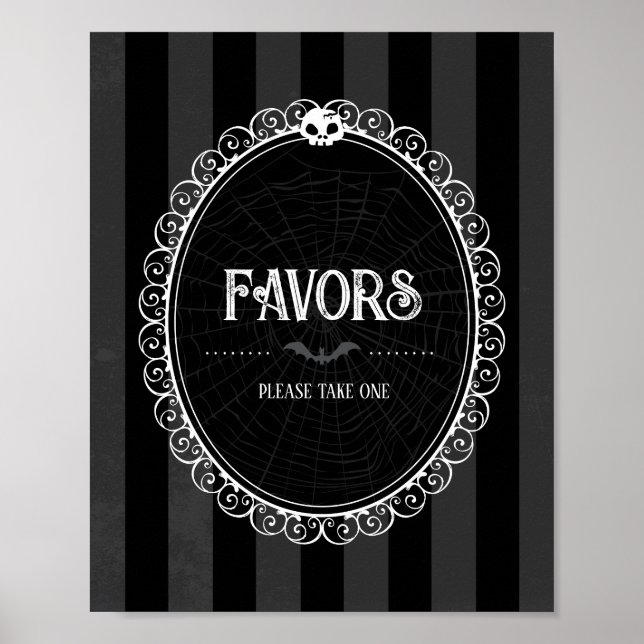 Gothic Black & Grey Skull Party Favor Sign (Front)
