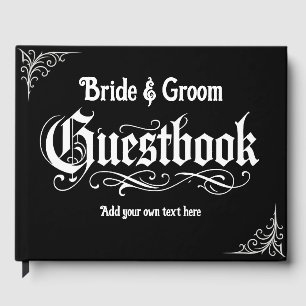 Gothic Black Guest Book Personalized Names & Text