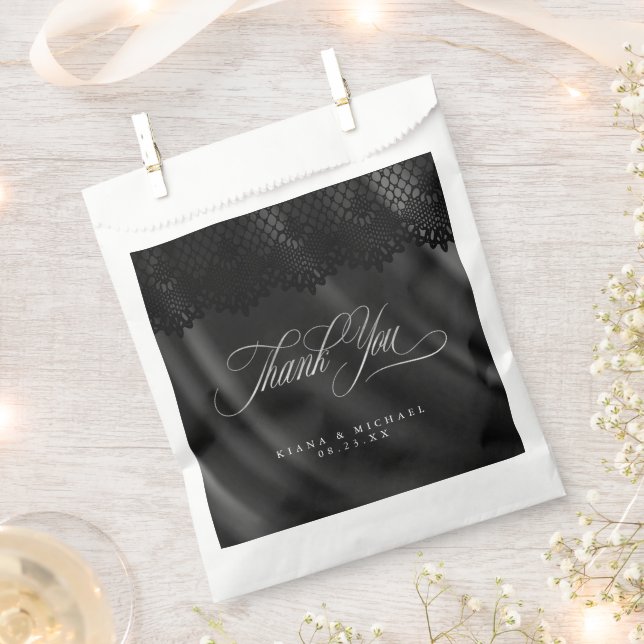 Gothic Black Lace & Satin Wedding ID866 Favour Bag (Clipped)